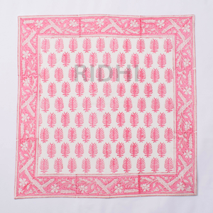 ผ้าเช็ดปากทำมือลายดอกไม้สีชมพู ผ้าฝ้ายนำกลับมาใช้ใหม่ได้ ผ้าปูโต๊ะ ผ้าเช็ดปากสำหรับงานเลี้ยงอาหารค่ำ เป็นมิตรกับสิ่งแวดล้อม พิมพ์ลายบล็อกอินเดียด้วยมือ เหมาะสำหรับงานปาร์ตี้และงานแต่งงาน - Product Image 2