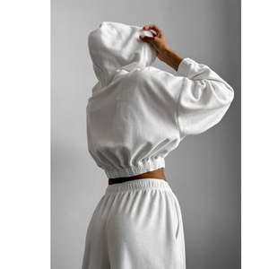 Ensemble de vêtements de sport de haute qualité à manches longues avec fermeture éclair, sweat à capuche, pantalon large à cordon de serrage, séchage rapide, 2 pièces - Product Image 5