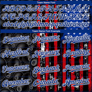 Camiseta de Béisbol Personalizada con Diseño 3D de Patrón Negro, Rojo y Azul Rey, con la Bandera Americana, para Billar y Snooker - Product Image 4