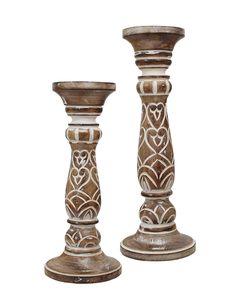 <b>Wooden</b> Eco Friendly Pillar <b>Candlestick</b> Holders Cylindrical Embossed Design Handmade Christmas Home Decoration - Product Image 3