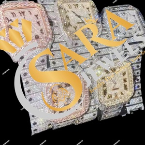 Venta caliente elegante negro Piedra Natural totalmente helado reloj automático Hip Hop reloj con números romanos disponibles al mejor precio - Product Image 1