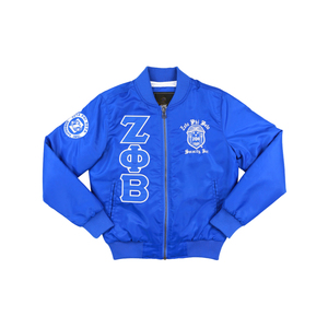 Zeta Phi Beta Royal Blue Bomber <b>Jacket</b> Women Custom Greek Life Sorority <b>Jacket</b> Embroidered Logo Windproof Premium Quality Street - Product Image 1