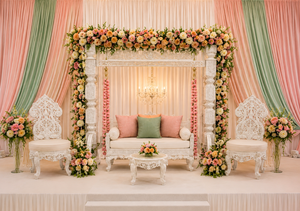 Indian <b>Wedding</b> Mehndi Stage Swing Set Muslim <b>Wedding</b> Swing Set for Henna Function Sangeet Night Stage Swing for Couples - Product Image 5