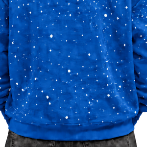 เสื้อฮู้ดดี้โอเวอร์ไซส์ลายจุดสีน้ำเงินรอยัลสำหรับผู้ชาย ผ้าฟลีซหนานุ่ม สไตล์สตรีทแวร์ มีกระเป๋าจิงโจ้ พร้อมเชือกผูก - Product Image 5