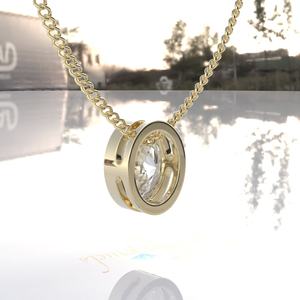 Georgian Cut Moissanite 14K <b>Solid</b> <b>Gold</b> IGI Certified Rhodium Plated Luxury <b>Pendant</b> Necklace for Women - Product Image 3