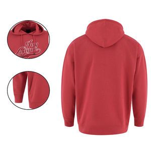 Sweat-shirt à capuche pour homme Ivy League, rouge, en coton French Terry, décontracté, pour l'automne, avec poche avant et coupe classique - Product Image 4