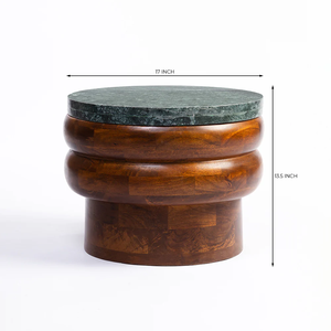 <b>Modern</b> Solid Wood Multi-functional Convertible <b>Extendable</b> Nightstand <b>Round</b> Side <b>Table</b> With Marble Top <b>Round</b> Design - Product Image 3