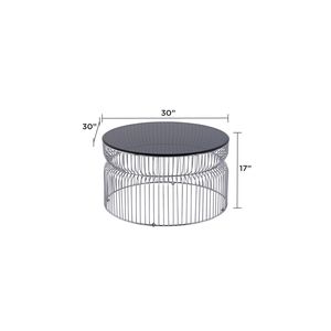 Tavolino da Caffè CT901 Moderno Contemporaneo con Base in Metallo e Piano in Vetro Temperato Colorato da 30 Pollici per Soggiorno - Product Image 2