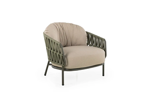 SILVA Outdoor Lounge <b>Sofa</b> Set with Round Rope Weaving and Teak Top Table - Product Image 5