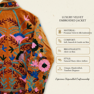 Blouson bomber en velours marron brodé |   Veste à manches longues rose à motifs floraux, pièce maîtresse faite à la main, vêtement d'extérieur décontracté pour femme - Product Image 6