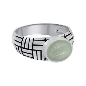 Aquamarine <b>Ring</b> Round Cabochon 925 Sterling Silver Natural <b>Green</b> Gemstone Mosaic Cracked Pattern Shank <b>Ring</b> Jewelry - Product Image 3