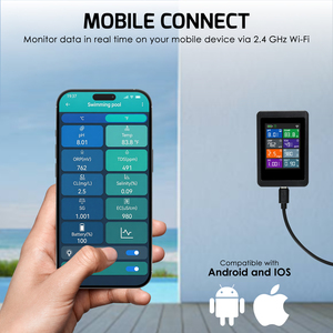 8 in 1 Tuya Smart Water Quality Monitor | 24/7 Remote Monitoring Water <b>Tester</b> for <b>pH</b>/EC/TDS,/Salt,/CL/ORP/S.G & Temp Test (OEM) - Product Image 2