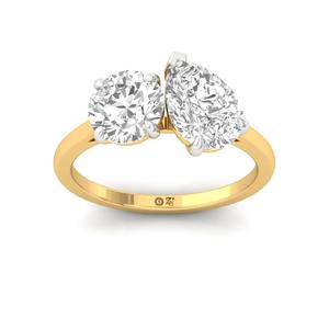 Round and Pear Cut CVD Lab Grown Diamond Luxury Wedding Engagement <b>Ring</b> in 10K Gold Plated for Women - Product Image 5