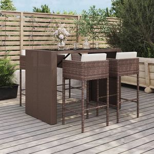 Ensemble de 5 ensembles de mobilier de jardin pour terrasse, en marron, crème, blanc et noir - Product Image 1