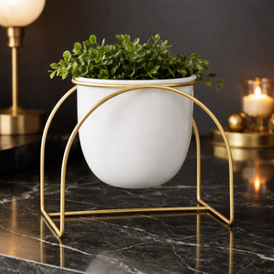 White Planter Iron Powder Coated Durable Multi-Purpose Modern Classic Floor & Indoor Outdoor Planter Drainage - Product Image 2