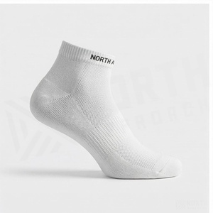 NORTH APPROACH Ankle Socks <b>White</b> Cotton Breathable Casual Daily Wear Summer Thin Knitted Solid Pattern Adults - Product Image 3
