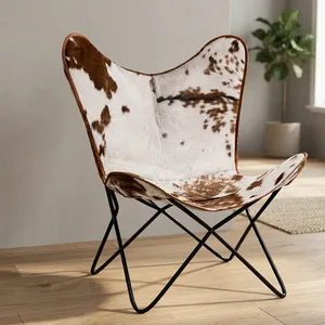 Silla Butterfly de Diseño Vintage con Acabado en Cuero Genuino, Plegable, Ecológica, Estructura Estable, para Dormitorio, Comedor, Oficina en Casa - Product Image 2