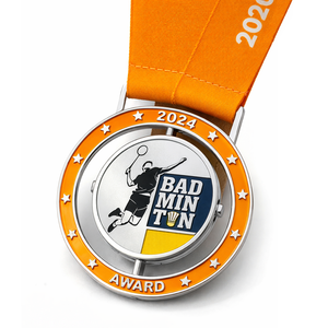 เหรียญรางวัลกีฬาแบดมินตันแบบหมุนได้ พร้อมโลโก้โลหะสั่งทำพิเศษสำหรับการแข่งขัน ทัวร์นาเมนต์ และเกมต่างๆ - Product Image 5