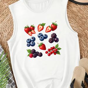 Chaleco casual de mujer con estampado de fresas de colores brillantes - Product Image 3