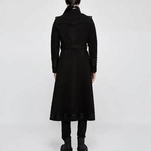 Veste pour homme, manteaux gothiques en laine noire, style steampunk, rock, moto, vente en gros, OEM, ODM - Product Image 4