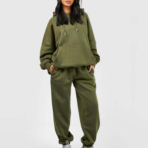 High Quality Women's Solid Soft Breathable Embroidered Fleece Jogger Casual Tracksuit 2 Piece Long Set Anti-Pilling Custom Logo - Product Image 1