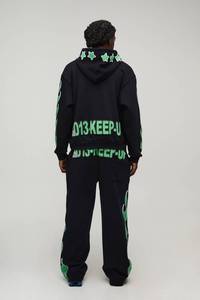 Mens Casual Custom OEM Screen Print Cotton Fleece Hoodie Jogger Tracksuit Set Washed Streetwear Pullover Sweatshirt Apparel Wear - Product Image 4