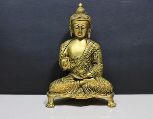 Buda de Latón de 3 Patas para Decoración y Fines Religiosos-Culturales con Estilo de Bendición - Product Image 1