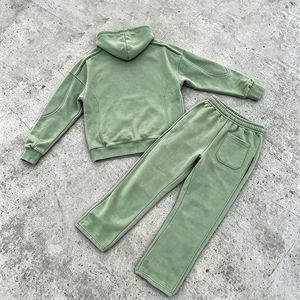 GLOWING NEON INDUSTRY Unisex White Hooded <b>Polyester</b> <b>Tracksuit</b> Set Full Sleeve Solid Color Casual Wear Side Pockets Drawstring - Product Image 2