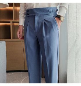 Pantalon de Costume Homme Slim Taille Haute Rayé Style Britannique pour Affaires, Soirées, Mariages et Cérémonies – Collection Automne - Product Image 6