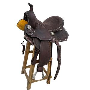 Ensemble de selle en cuir western avec décorations de barrel racing haut de gamme, en bois |   Accessoires en acier inoxydable façonnés à la main, ensemble de tack gratuit pour l'équitation - Product Image 1