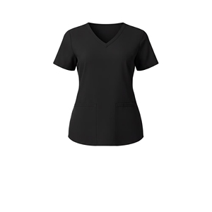 Women's Black V-Neck <b>Scrub</b> Top Cotton Polyester Woven Hospital <b>Uniform</b> <b>Scrub</b> Set Premium Quality Needle Detection Seamless - Product Image 1