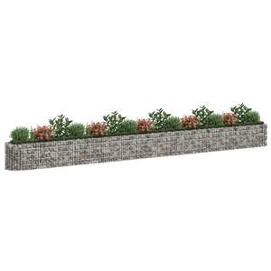 Macetas y jardineras grandes y duraderas de hierro galvanizado plateado tipo gabion. - Product Image 3