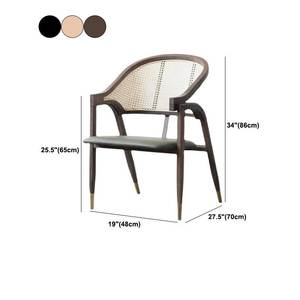 Teak Wood <b>Dining</b> Chair with Rattan Cane Back Upholstered Seat Modern <b>Armchair</b> for Cafe Restaurant Hotel and home living - Product Image 2
