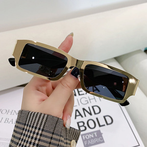 New Steel-Plated Metal <b>Square</b> <b>Sunglasses</b> Instagram Street Style Influencer-Approved Premium Texture for Stylish UV Protection - Product Image 3