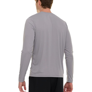 Modern Men Solid Gray Rash Guard Quick Dry UPF 50 Long Sleeve Performance Swim Shirt Athletic <b>Surfing</b> Tee - Product Image 5