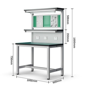 Mesa de Trabajo de Aleación de Aluminio con Panel Perforado para Almacenamiento de Herramientas, Superficie Verde, Dos Bancos, Estación de Reparación ESD, Uso en Cuartos Limpios - Product Image 2