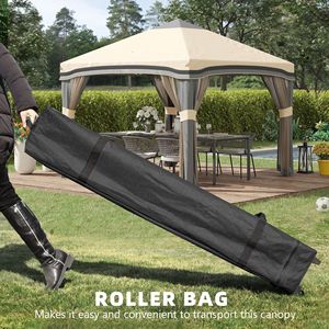Gazebo Pieghevole Beige 10x10 con Rete, Altezza Regolabile, 4 Sacchi di Sabbia e Borsa con Ruote - Product Image 4