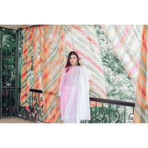 Ensemble de costume en mousseline de coton rose respirant pour femme, taille XS - Product Image 1