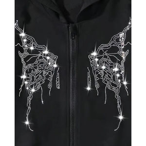 Ensemble de survêtement décontracté pour homme Up Felt Custom Streetwear, épais, à capuche, orné de strass, 100% Coton, respirant et infroissable - Product Image 4