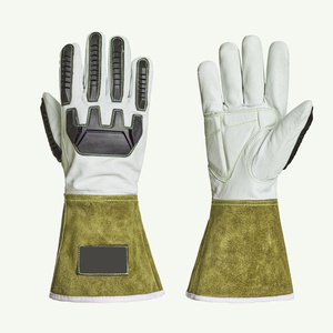 Goat Grain & Cowhide Split Leather Tig Mig Welding <b>Gloves</b> with TPR Impact Palm Heat & Cut Resistance for <b>Thinsulate</b> Lined Smooth - Product Image 2