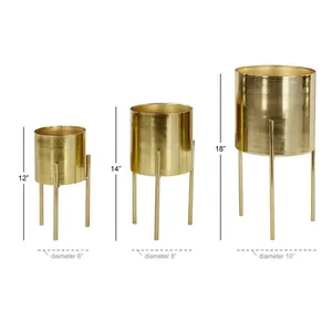 Juego de Maceteros Modernos de Latón para Interiores, Diseño Minimalista, Macetas de Metal Cromado para Decoración del Hogar - Product Image 3