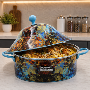 Casserole isotherme en acier inoxydable émaillé multicolore abstrait de qualité supérieure Marvel Handicrafts, réchaud alimentaire, bol de service - Product Image 3