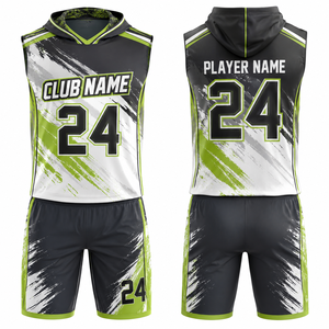 Conjunto de Uniforme de Baloncesto Sublimado Personalizado MEGAMAPLE, Color Verde Azulado, Blanco y Negro, Talla 24, Transpirable, para Hombre Adulto, Spandex, Fusión sin Costuras, ODM - Product Image 1