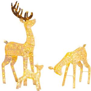 Set di 3 Renne Natalizie Illuminate Resistenti alle Intemperie IP67, Decorazioni per Esterni, 3 Ornamenti per Arredamento Casa - Product Image 1