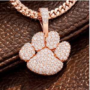 Collier tendance en argent 925 avec pendentif personnalisé patte d'animal sertie de moissanite, breloque animale, cadeau hip-hop pour amoureux de chiens et de chats - Product Image 3