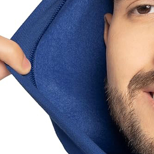 Sweat-shirt à capuche bleu royal zippé, coupe classique, décontracté, pour l'automne, 100 % coton molletonné tricoté, couleur unie - Product Image 3