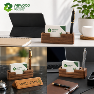 Organizador de Escritorio de Madera de Nogal Sólido de Primera Calidad, Porta Tarjetas de Visita con Ranura para Bolígrafo para Escritorio de Oficina - Product Image 2