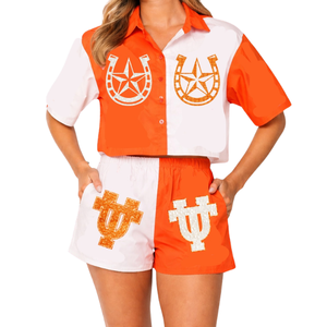 Ensemble court de vêtements de sport mini et simple pour le jour du match, robe deux pièces à sequins avec doublure en coton, tissu respirant pour femmes et filles - Product Image 1