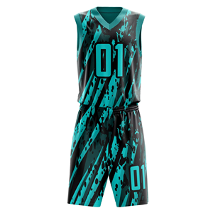 Conjunto de Camiseta de Baloncesto Sublimada Personalizada, Cuello en V, Sin Mangas, Transpirable, Unisex, Estampado Geométrico, para Todas las Temporadas, Número 01 - Product Image 6
