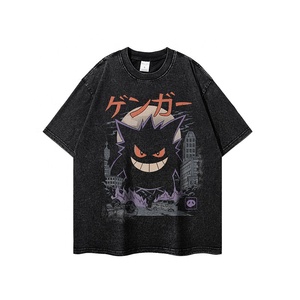 เสื้อยืดโอเวอร์ไซส์ลายกราฟิกวินเทจสไตล์ย้อมสีแบบแอซิดวอช ผ้าฝ้าย 100% เนื้อหนา สตรีทแวร์ สไตล์อนิเมะ พิมพ์ลายด้วยเทคนิค DTG สำหรับทุกเพศ - Product Image 3